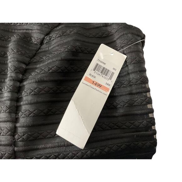 London Times Woman Black Textured Stripe A Line Dress 14W Evening Party New - Picture 9 of 14